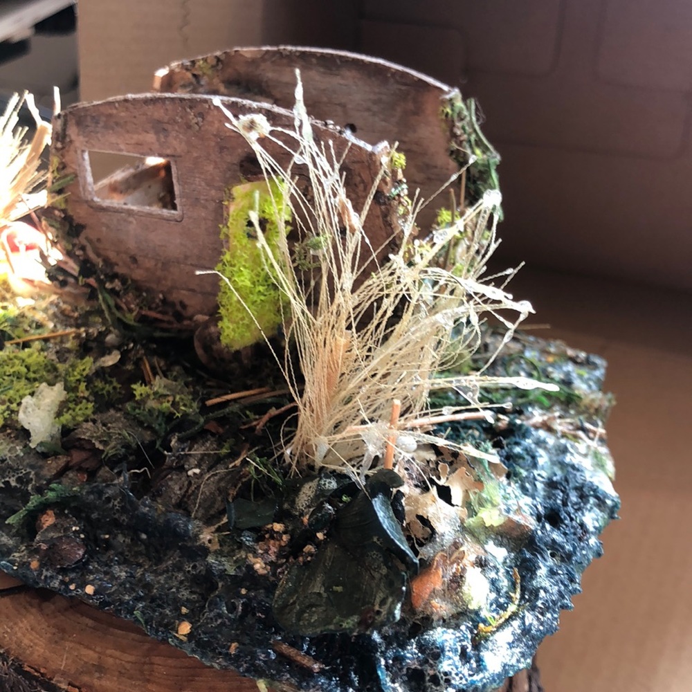 Homemade Upcycled Tiny Wooden Camper model